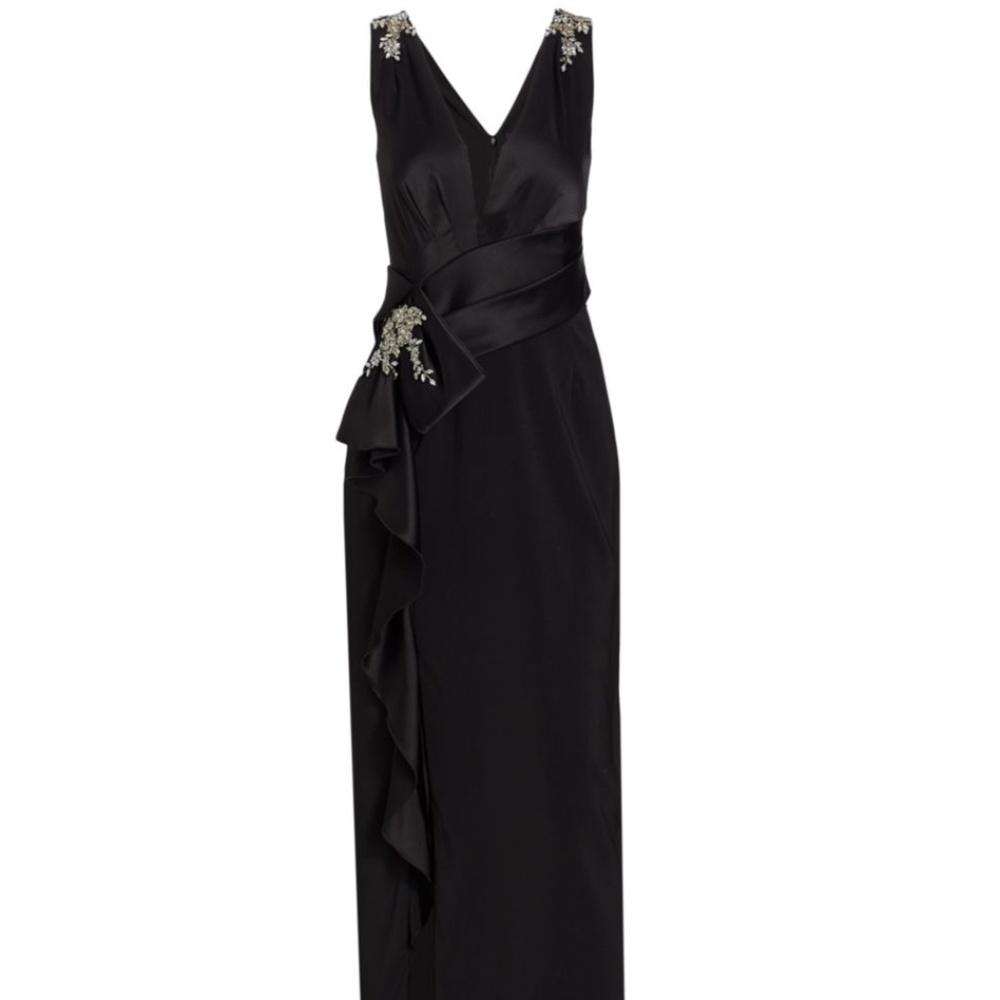 MARCHESA NOTTE Embellished Satin Evening Gown